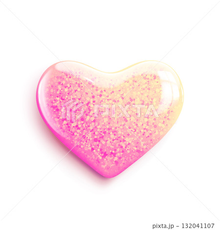 Glossy pink 3d heart icon with glitter Glossy pink 3d heart icon with glitter 132041107