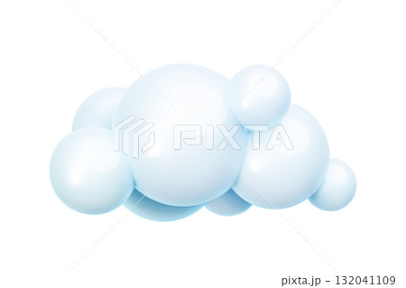 Blue glossy bubbled 3d cloud in cartoon style 132041109