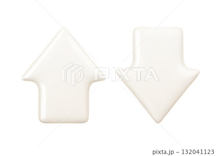 Realistic glossy 3d arrow icons pointing up, down 132041123