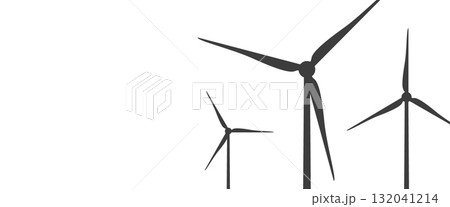 Simple black silhouettes wind turbines. Wind towers with vanes Simple black silhouettes wind turbines. Wind towers with vanes 132041214