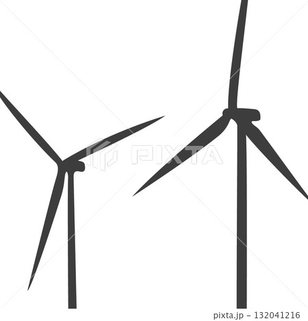 Simple black silhouettes wind turbines. Wind towers with vanes 132041216