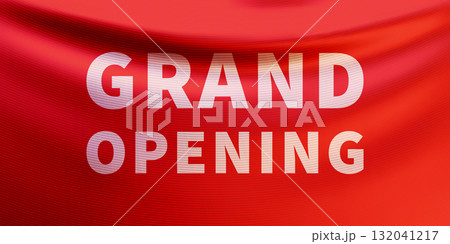 Grand opening banner with red realistic 3d fabric texture 132041217
