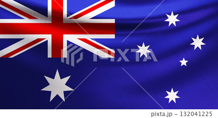 Realistic wavy national flag of Australia closeup Realistic wavy national flag of Australia closeup 132041225