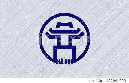 The official flag of Hanoi, the capital of Vietnam, on fabric texture. Conceptual collage. Illustration The official flag of Hanoi, the capital of Vietnam, on fabric texture. Conceptual collage. Illustration 132041696