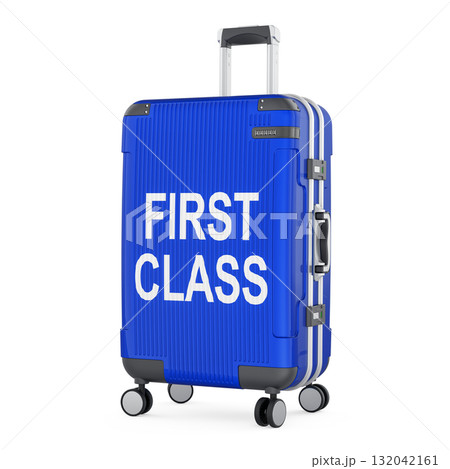 First class concept with suitcase, 3D rendering 132042161