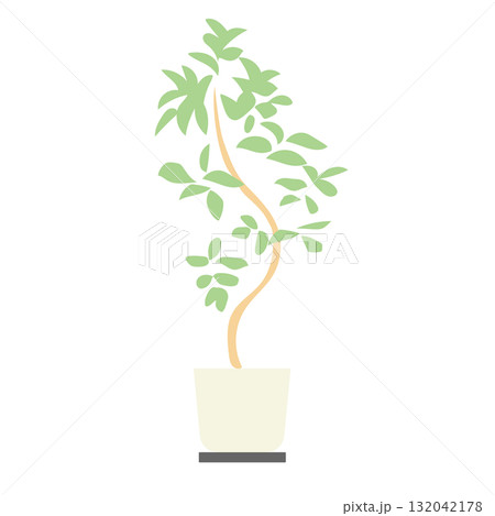 イラスト素材: ナチュラルな曲線の観葉植物の鉢植え イラスト素材: ナチュラルな曲線の観葉植物の鉢植え 132042178