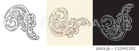 Swirl damask design elements ornate motifs vector illustration 132042202