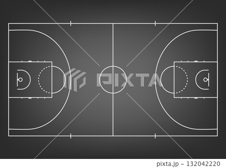 Vector Basketball Court Diagram, Top View Court...のイラスト素材 [132042220 ...
