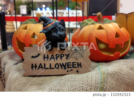 ハロウィンのかぼちゃが飾られた風景 132042323