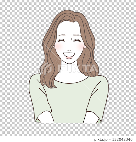 Smiling woman, positive facial expression illustration 132042340