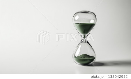 透明ガラスの砂時計と静かな時間の象徴 132042932