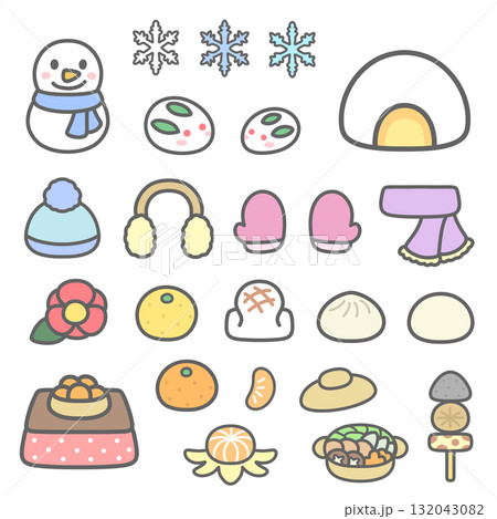楽しい冬のイラストセット 楽しい冬のイラストセット 132043082
