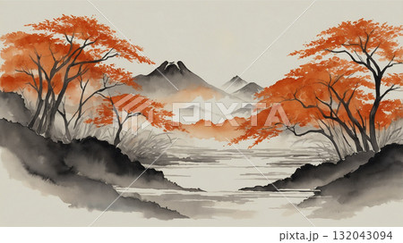 年賀状デザイン Continuous-Line Ritual 年賀状デザイン Continuous-Line Ritual 132043094