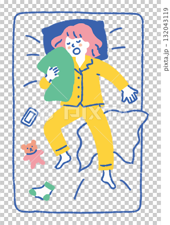 自然体で眠る若い女性_色 132043119