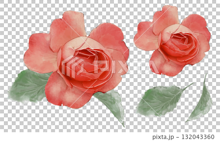 水彩畫的紅玫瑰插圖集 水彩畫的紅玫瑰插圖集 132043360