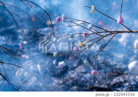 【冬素材】小正月の年中行事・どんど焼き【長野県】 【冬素材】小正月の年中行事・どんど焼き【長野県】 132043558