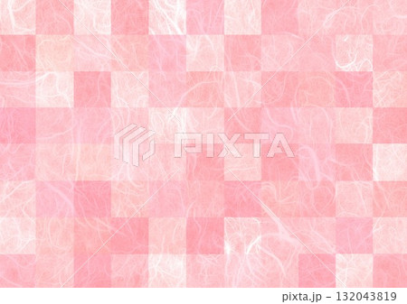 毛足のあるピンク色の和紙に格子柄 毛足のあるピンク色の和紙に格子柄 132043819