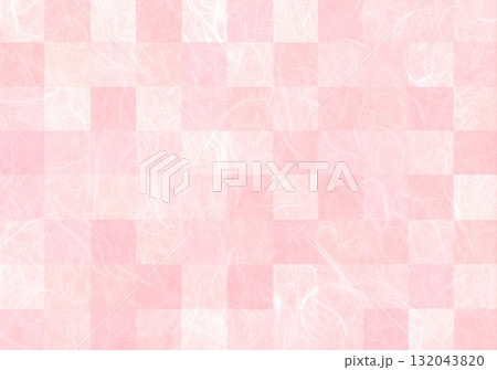 毛足のあるピンク色の和紙に格子柄 毛足のあるピンク色の和紙に格子柄 132043820