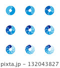 Set of circle pie charts. Financial analysis data 2,3,4,5,6,7,8,9,10 sections elements for business presentation, Vector Illustration 132043827