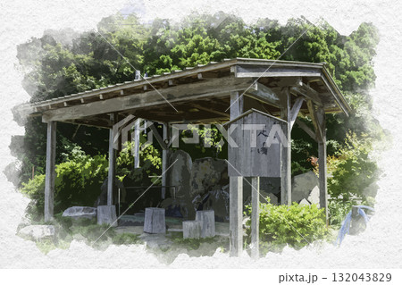 水彩画風 鹿野 温泉館ホットピア鹿野 足湯 鳥取県鳥取市 水彩画風 鹿野 温泉館ホットピア鹿野 足湯 鳥取県鳥取市 132043829