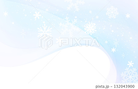 青い波の重なりと雪の結晶模様のフレーム 132043900