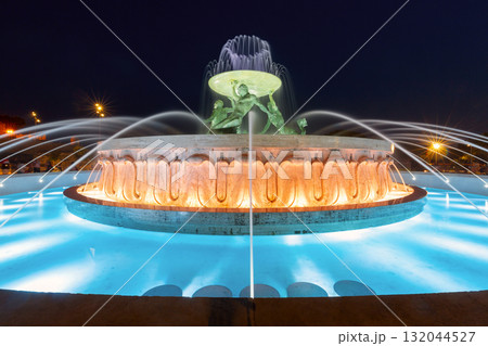 Triton Fountain at Night in Valletta Malta 132044527