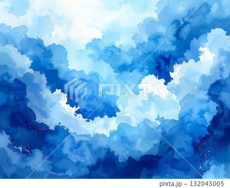 Bright blue sky and clouds create a beautiful cloudscape over the majestic mountains, capturing the essence of nature's breathtaking view 132045005