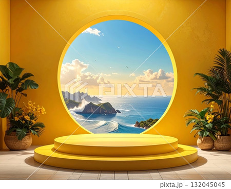 A serene tropical island paradise: sun-drenched beach, palm trees, crystal-clear ocean water, and white sand, perfect for a summer vacation A serene tropical island paradise: sun-drenched beach, palm trees, crystal-clear ocean water, and white sand, perfect for a summer vacation 132045045