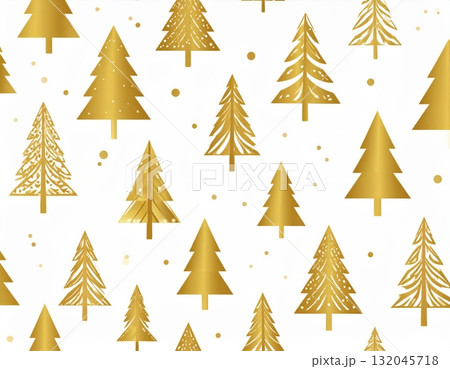 Golden Christmas tree pattern with five-star rating icons, a seamless vector illustration for holiday decoration and success celebration 132045718