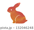 左を向いた水彩風ピンク色うさぎ 132046248
