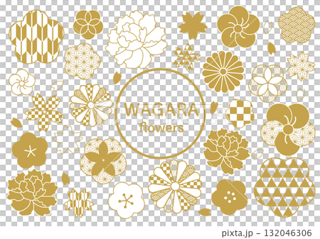 Japanese pattern set: commonly used flowers Japanese pattern set: commonly used flowers 132046306