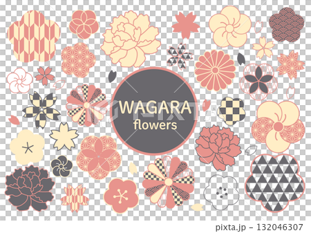 Japanese pattern set: commonly used flowers Japanese pattern set: commonly used flowers 132046307