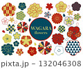 和柄のパターンセット  よく使うお花 132046308