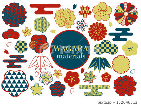 和柄のパターンセット よく使う素材 和柄のパターンセット よく使う素材 132046312