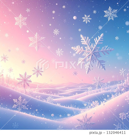 【AI生成画像】イラスト風 夢の中の雪の結晶 【AI生成画像】イラスト風 夢の中の雪の結晶 132046411