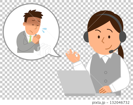A woman working at a call center for resignation agents 132046732