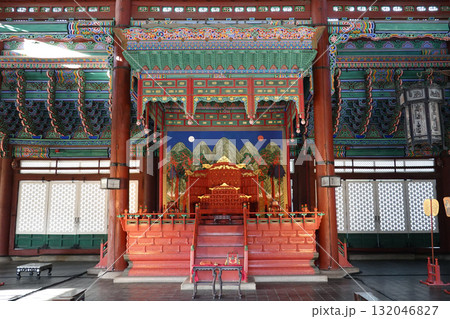 Interior View of Gyeongbokgung Geunjeongjeon Royal Throne Hall Interior View of Gyeongbokgung Geunjeongjeon Royal Throne Hall 132046827
