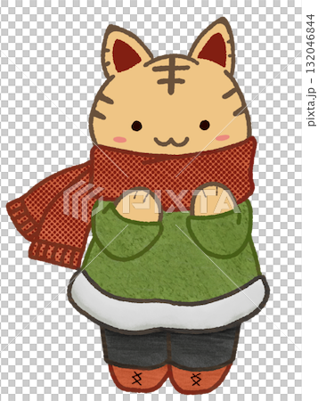 マフラー巻いた猫 132046844