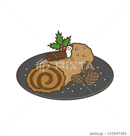 お皿に載せたブッシュ・ド・ノエル 132047365