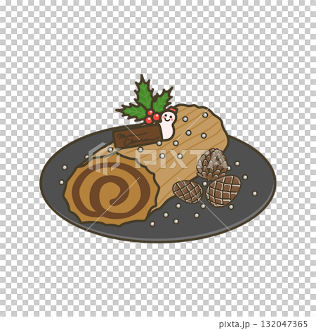 お皿に載せたブッシュ・ド・ノエル 132047365