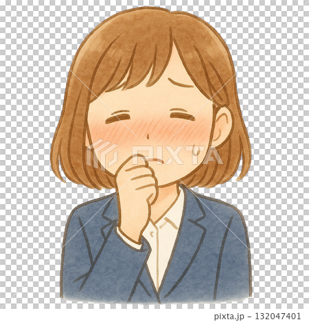 [Business] Illustration of a shy woman in a suit 132047401