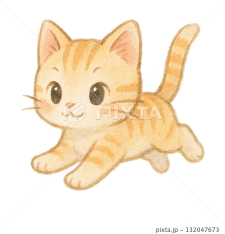 走る子猫のイラスト 132047673