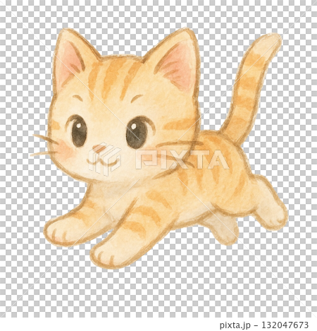 走る子猫のイラスト 132047673