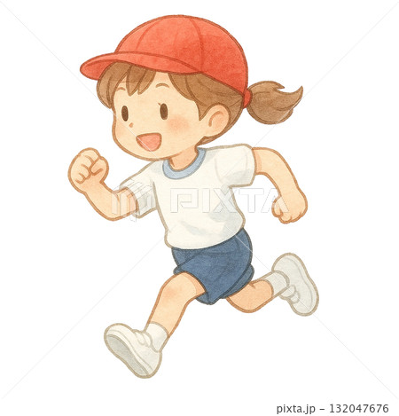 【運動会】走る女の子のイラスト 132047676