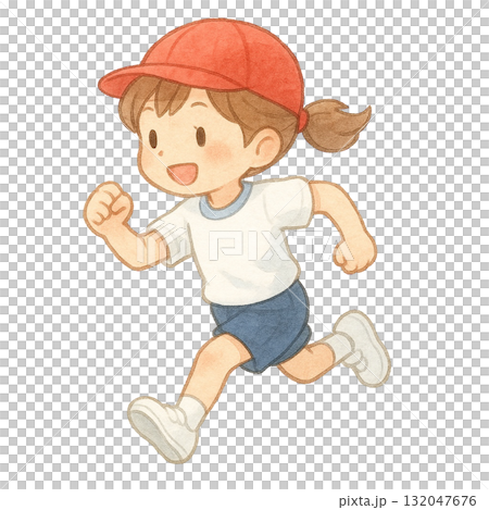 【運動会】走る女の子のイラスト 132047676