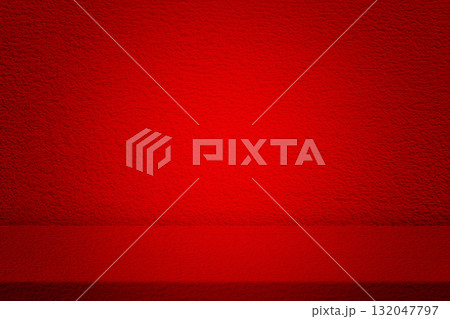 Red Stucco Table and Wall with Spotlight 132047797