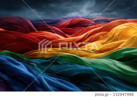 LGBTQ flags gracefully waving in the breeze 132047998