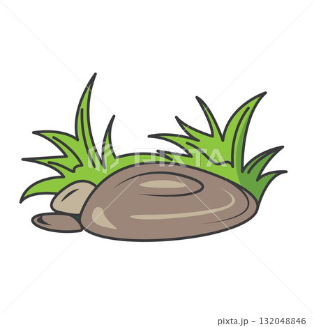 stone and grass cartoon vector element design template 132048846