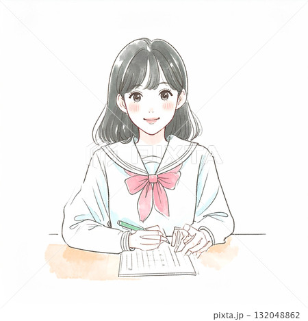 水彩画・手描き風の女性・女の子のイラスト素材のイラスト素材