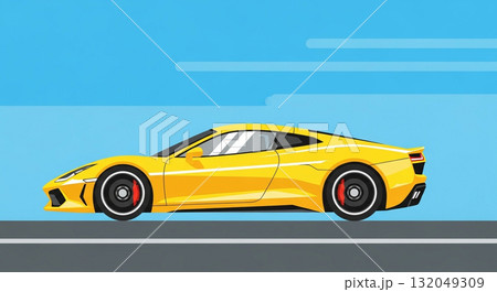 躍動感あふれるイエロースーパーカー 132049309